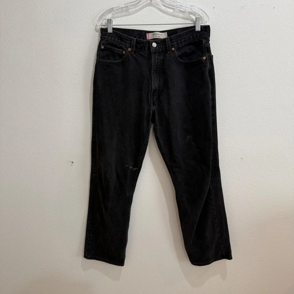 vtg Levis 505 Regular Fit Black Denim Jeans Mens 34x32 Straight Leg Cotton Pants